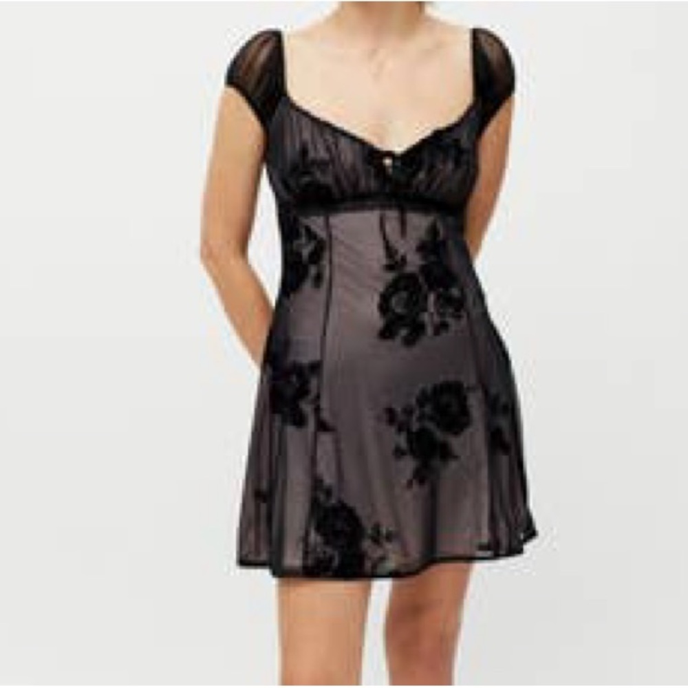 Urban outfitters black gothic mesh babydoll dress